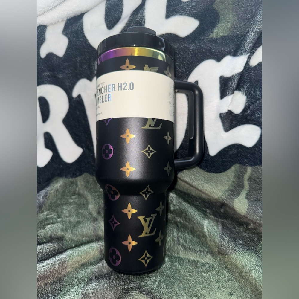 Stanley Black 40oz. Tumbler with Iridescent Monogram Accents- New